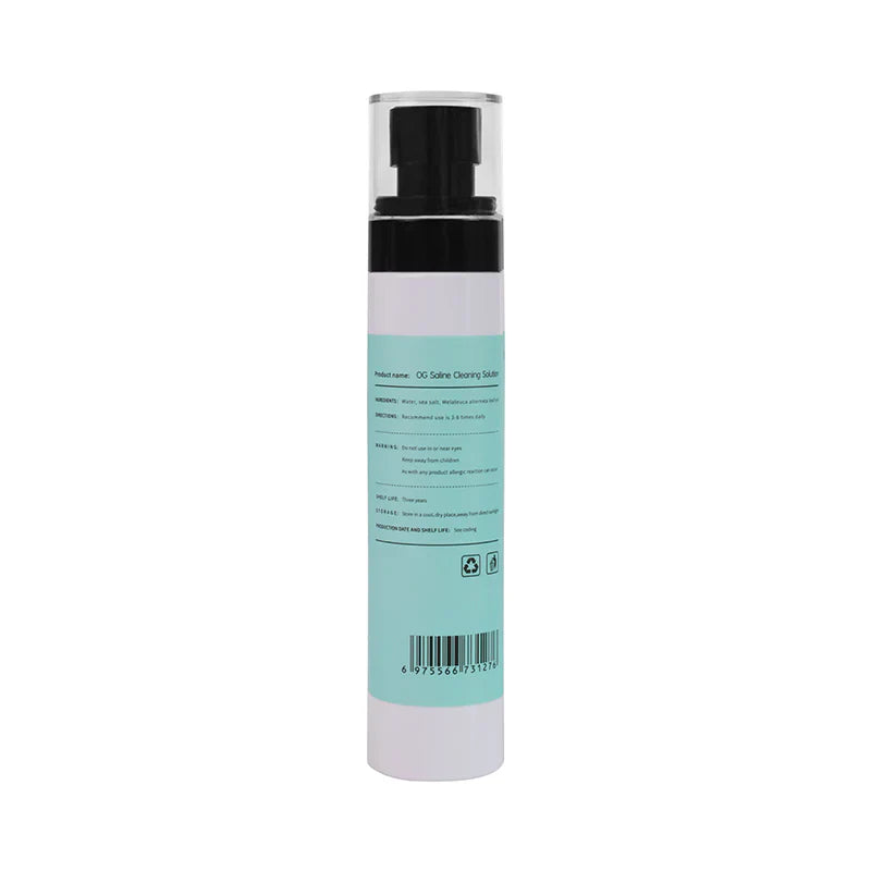 OG Saline Cleaning Solution 100ml spray – sterile, skin-safe cleanser for tattoo prep, fresh ink, and wound care, pharmaceutical-grade sodium chloride, hygienic spray nozzle