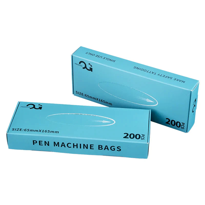 OG Disposable Tattoo Pen Covers – protective polyethylene sleeves for pen-style tattoo machines, hygienic barrier against ink and contaminants, semi-transparent design.
